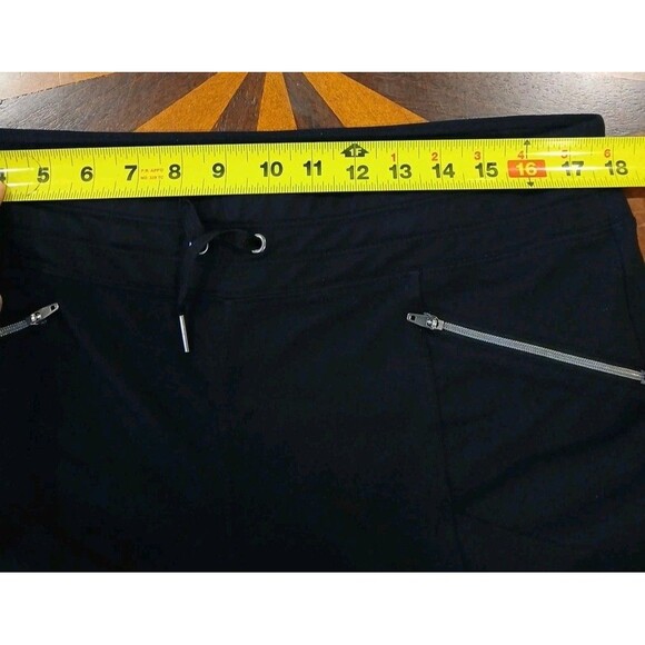Athleta Womens Large Black Cropped Athletic Pants Stretch Ankle Drawstring Zip - Picture 10 of 11